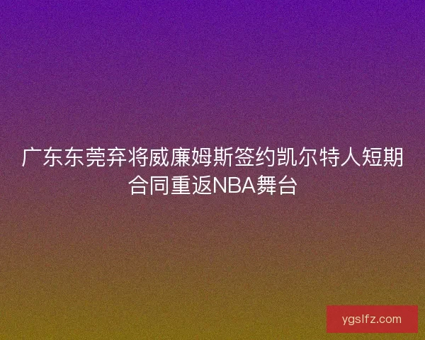 广东东莞弃将威廉姆斯签约凯尔特人短期合同重返NBA舞台