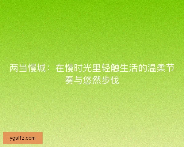 两当慢城:在慢时光里轻触生活的温柔节奏与悠然步伐 两当慢城:在慢时光里轻触生活的温柔节奏与悠然步伐