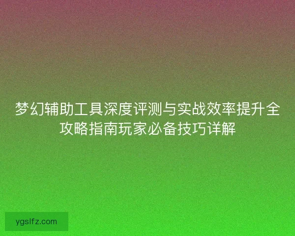 梦幻辅助工具深度评测与实战效率提升全攻略指南玩家必备技巧详解